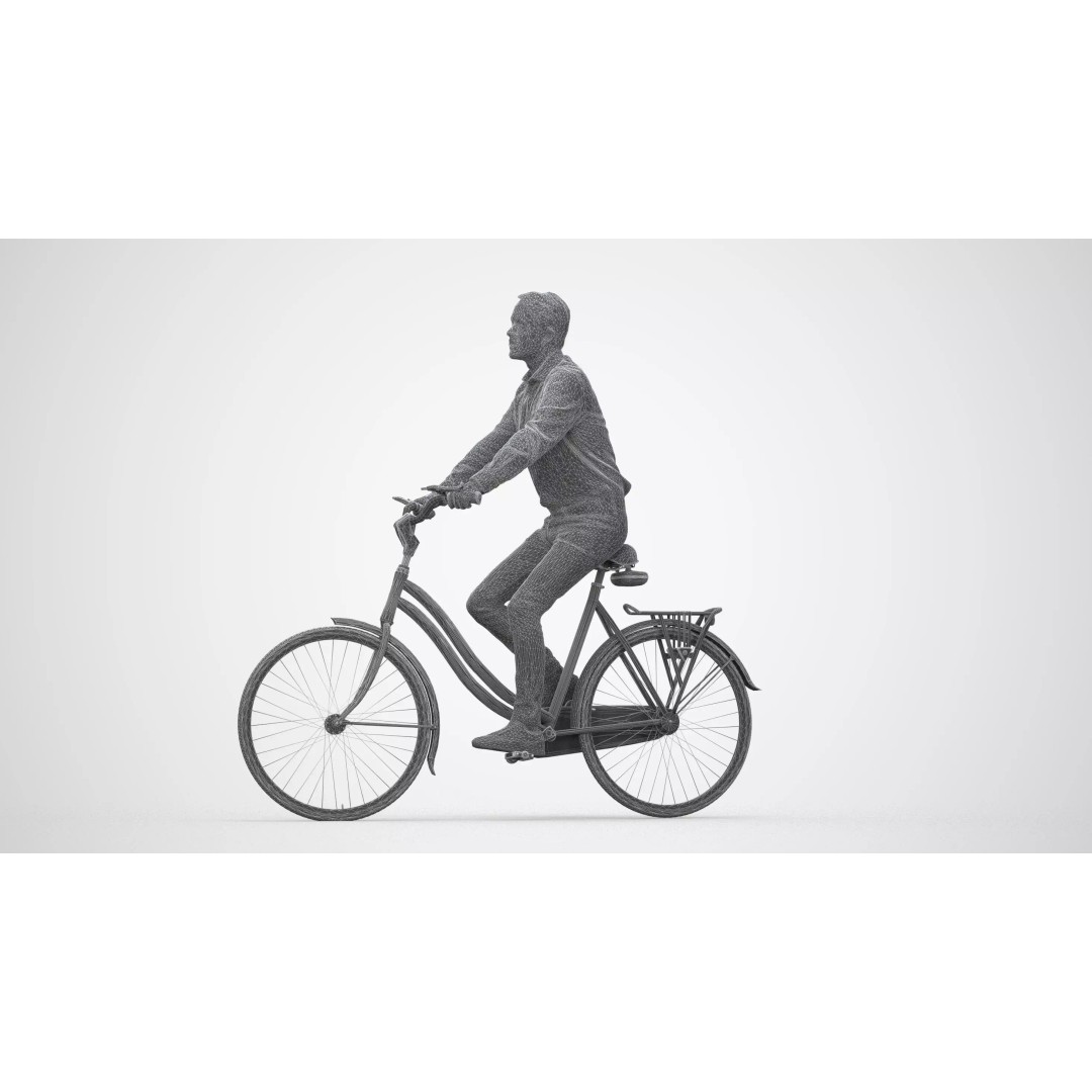 Adult Indian Man Cycling 3D Model – Business Attire, Game Ready Formats