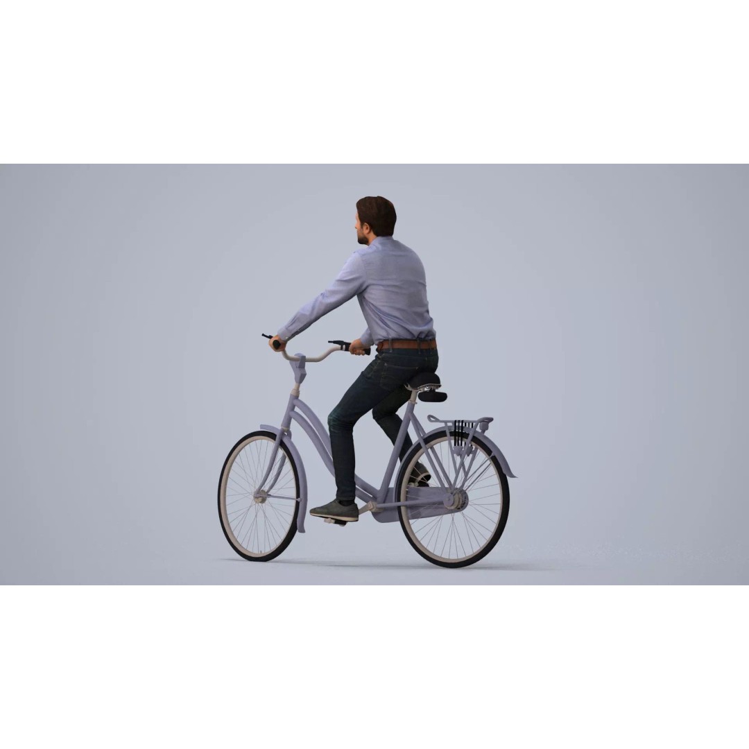 Adult Indian Man Cycling 3D Model – Business Attire, Game Ready Formats - View 3