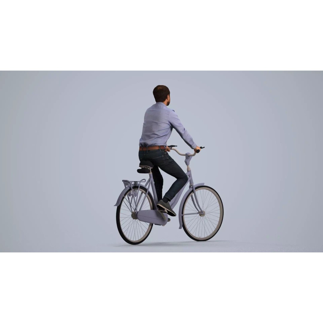 Adult Indian Man Cycling 3D Model – Business Attire, Game Ready Formats - View 4