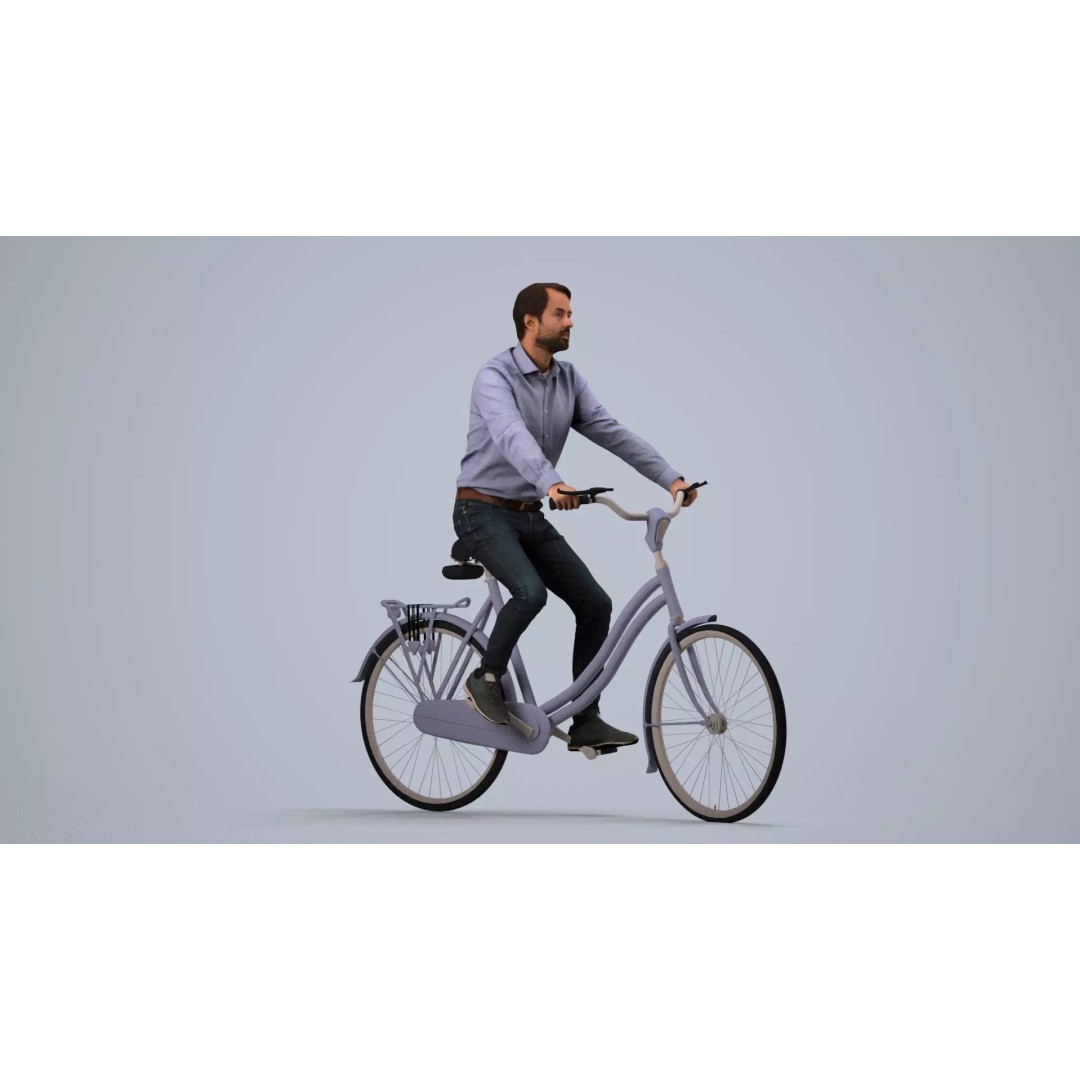 Adult Indian Man Cycling 3D Model – Business Attire, Game Ready Formats - View 5