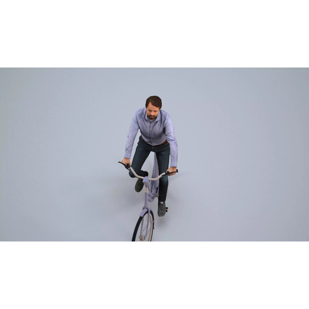 Adult Indian Man Cycling 3D Model – Business Attire, Game Ready Formats - View 6