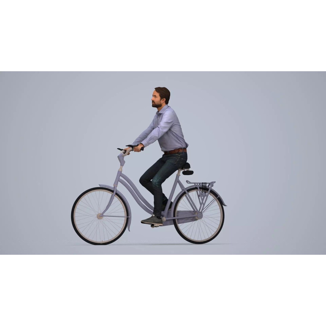 Adult Indian Man Cycling 3D Model – Business Attire, Game Ready Formats - View 7