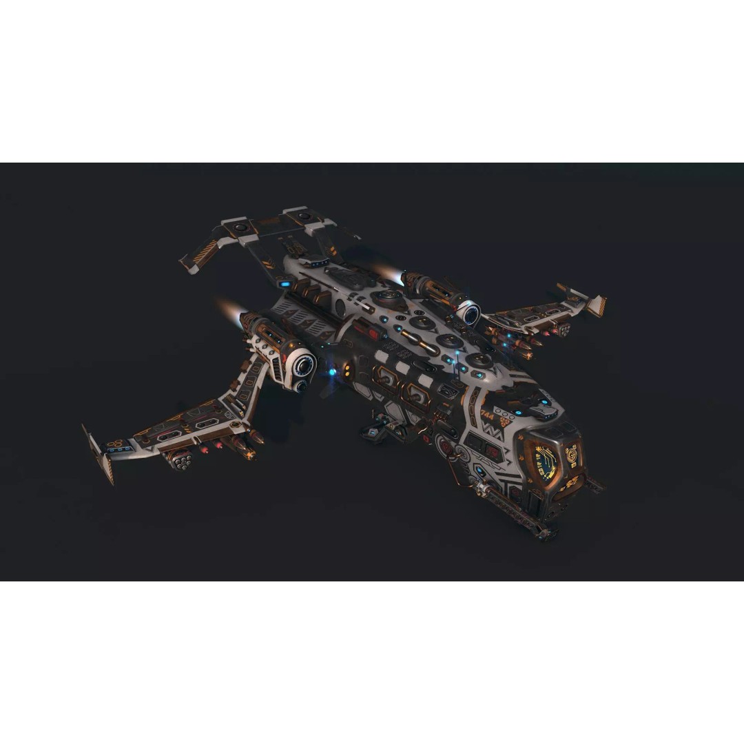 Spaceship 04 3D Model – Low Poly Game Asset, PBR Textures, FBX