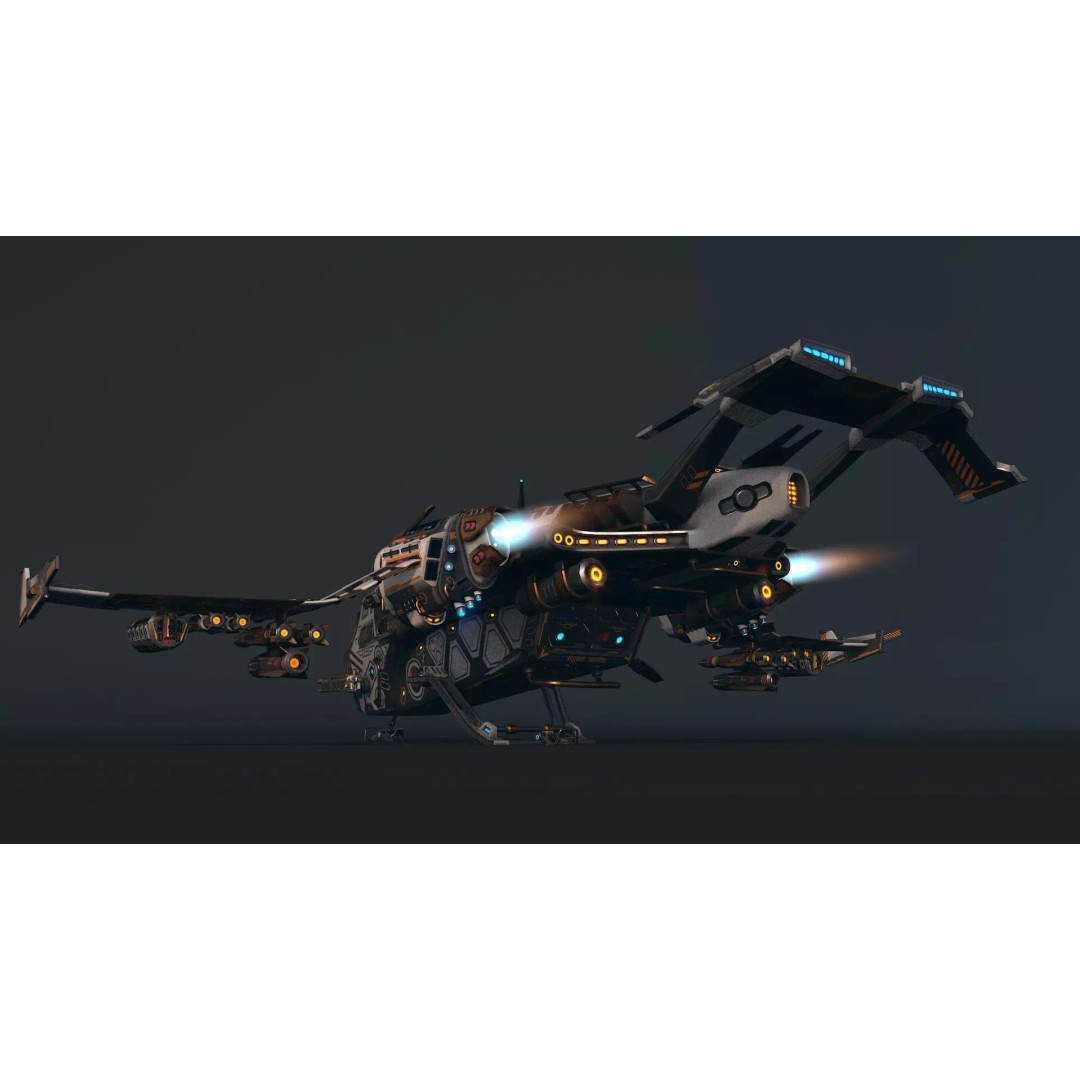 Spaceship 04 3D Model – Low Poly Game Asset, PBR Textures, FBX - View 11