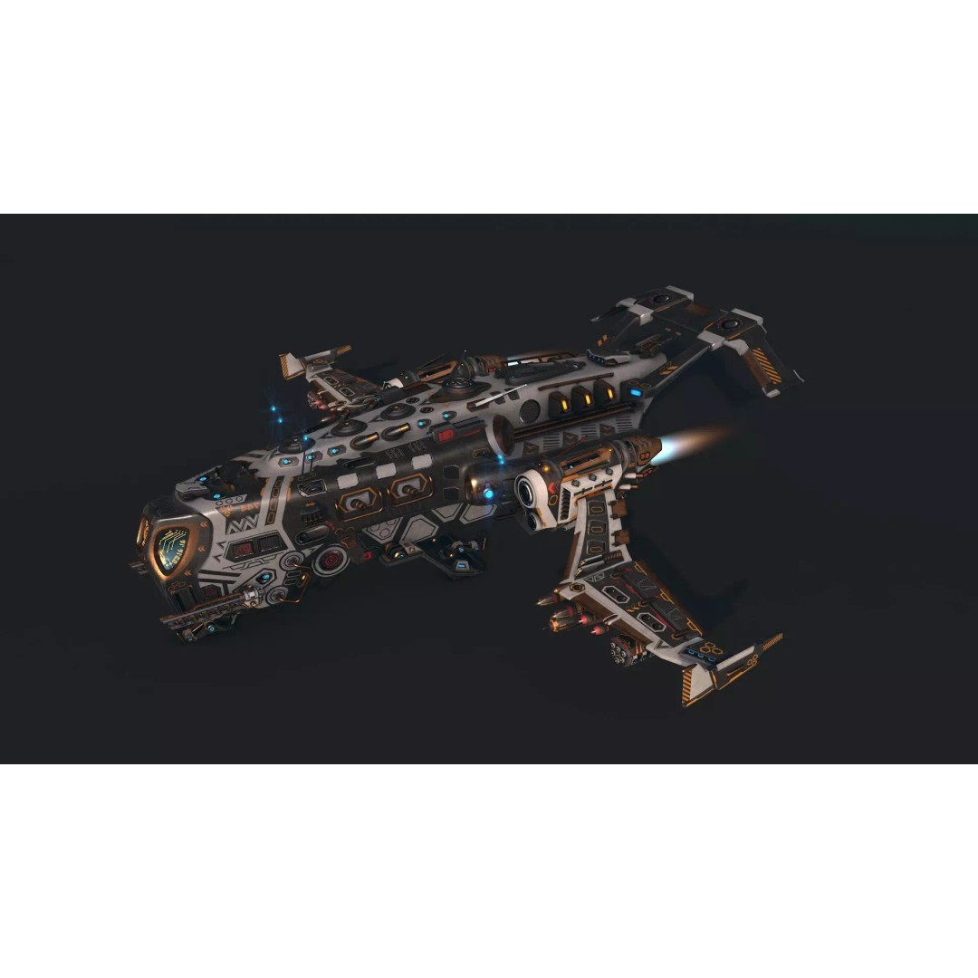 Spaceship 04 3D Model – Low Poly Game Asset, PBR Textures, FBX - View 16
