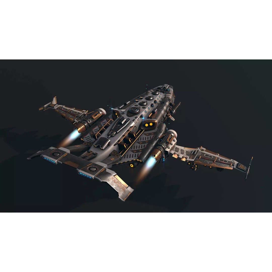 Spaceship 04 3D Model – Low Poly Game Asset, PBR Textures, FBX - View 6