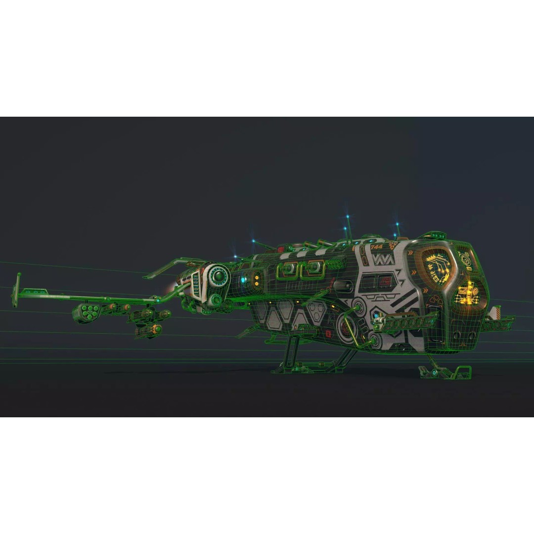 Spaceship 04 3D Model – Low Poly Game Asset, PBR Textures, FBX - View 8
