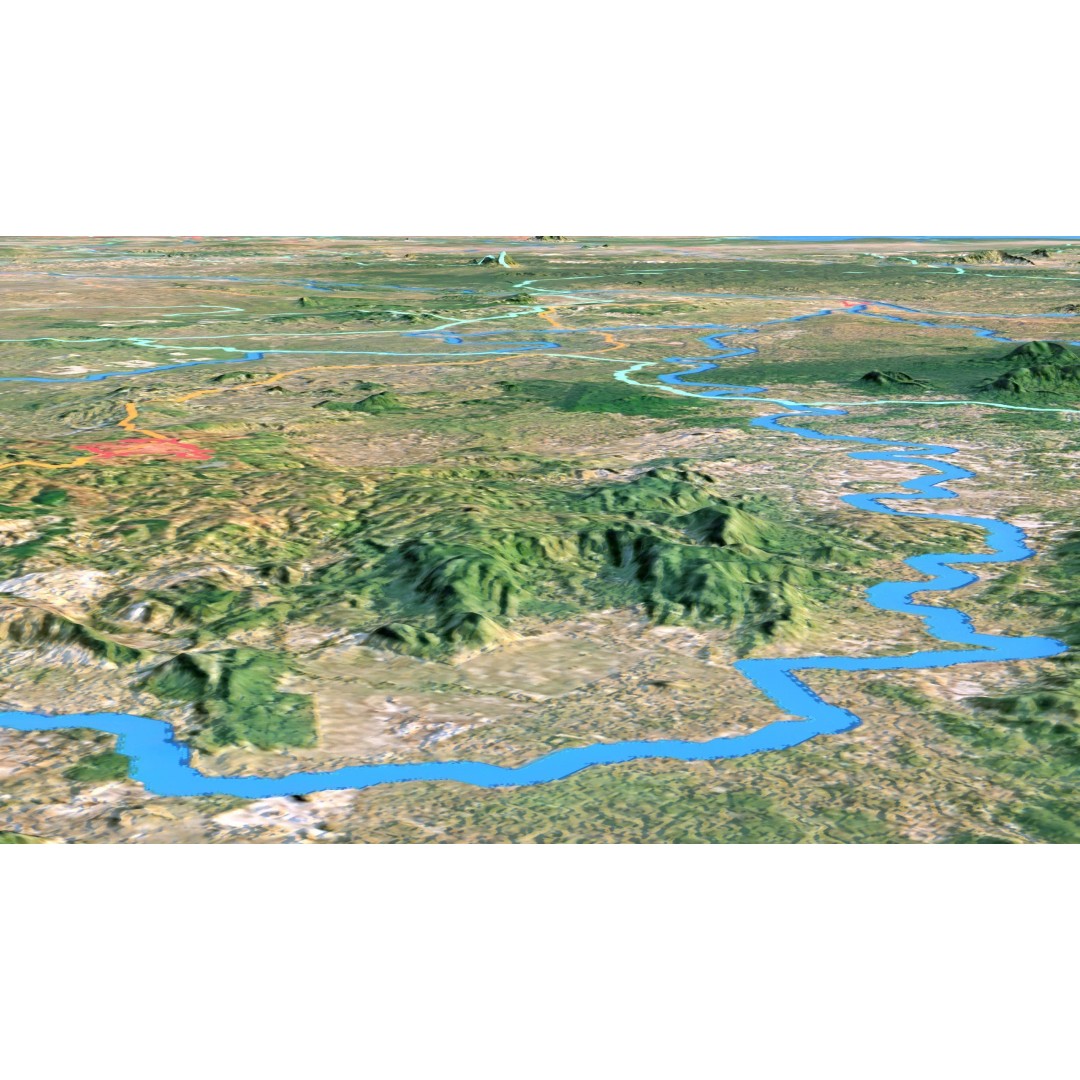 Cambodia Map 3D Model – Realistic Satellite Terrain with DEM, FBX, OBJ - View 10
