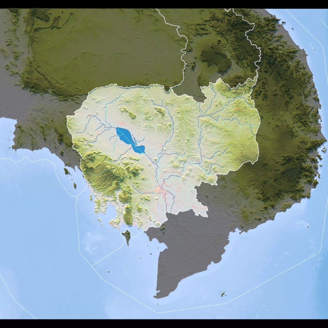 Cambodia Map 3D Model – Realistic Satellite Terrain with DEM, FBX, OBJ - View 12