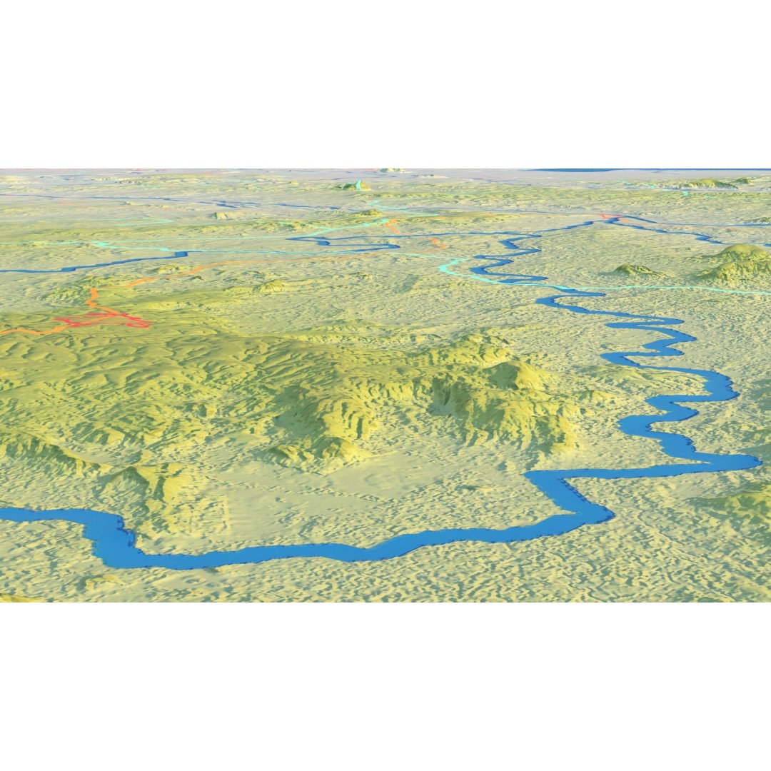 Cambodia Map 3D Model – Realistic Satellite Terrain with DEM, FBX, OBJ - View 19