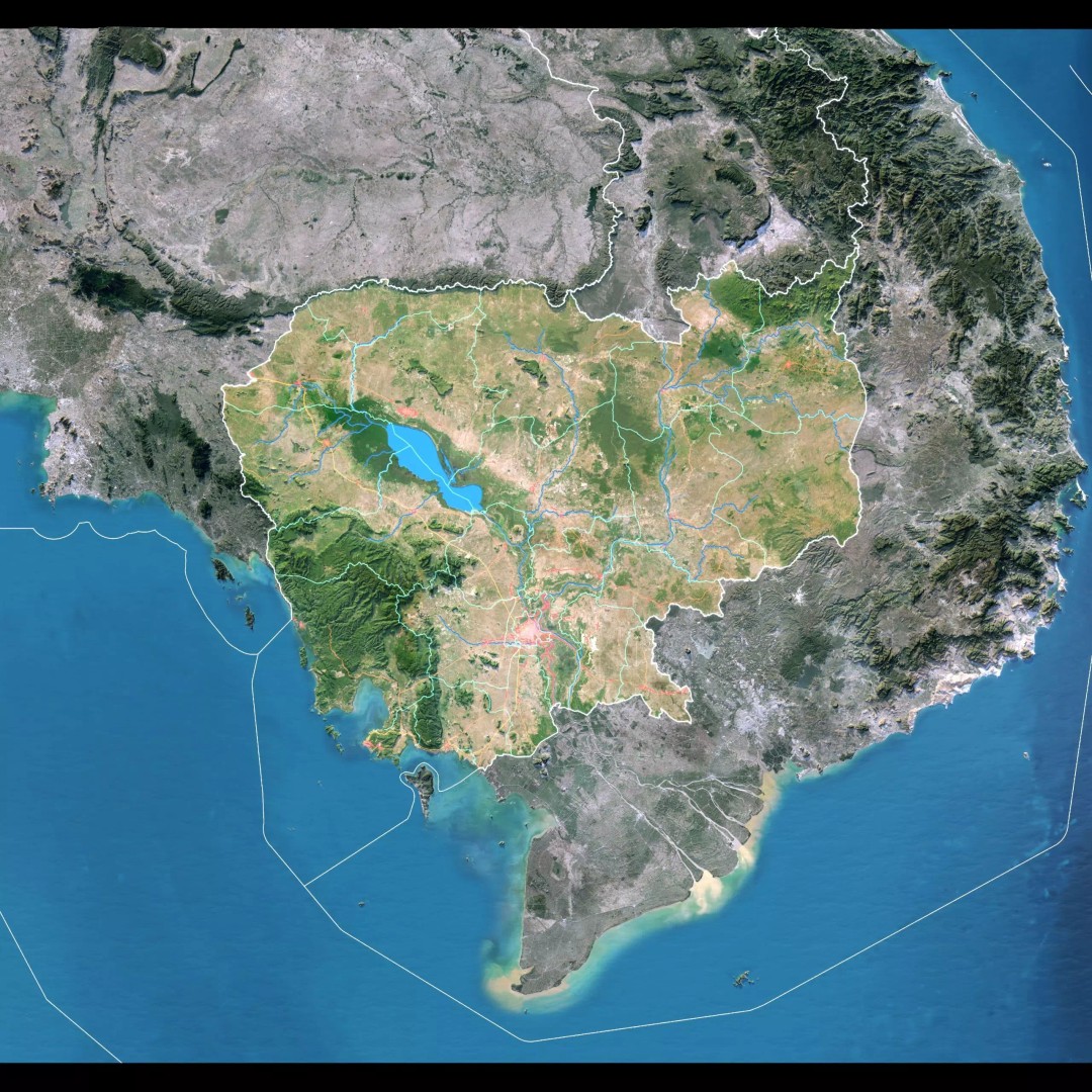 Cambodia Map 3D Model – Realistic Satellite Terrain with DEM, FBX, OBJ - View 3