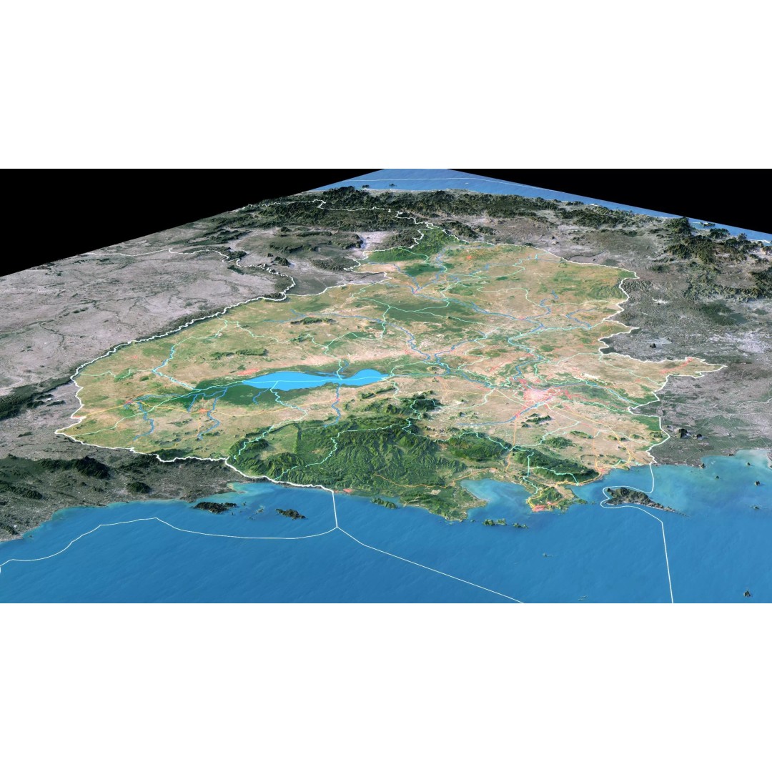 Cambodia Map 3D Model – Realistic Satellite Terrain with DEM, FBX, OBJ - View 5
