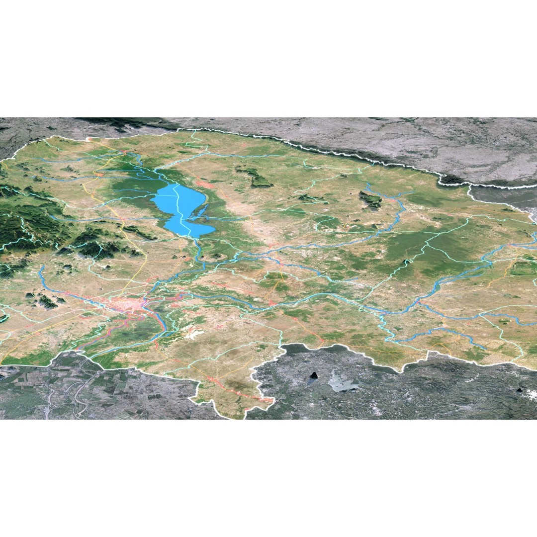 Cambodia Map 3D Model – Realistic Satellite Terrain with DEM, FBX, OBJ - View 6