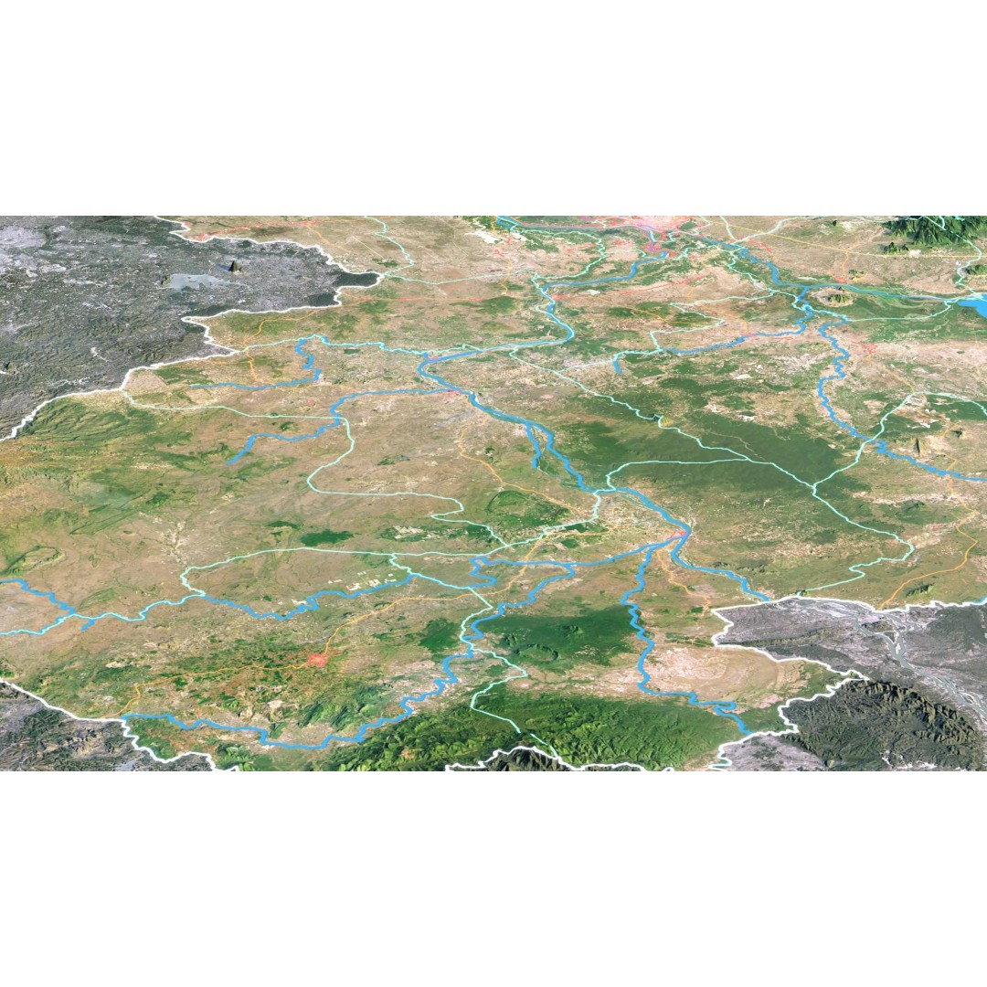 Cambodia Map 3D Model – Realistic Satellite Terrain with DEM, FBX, OBJ - View 8