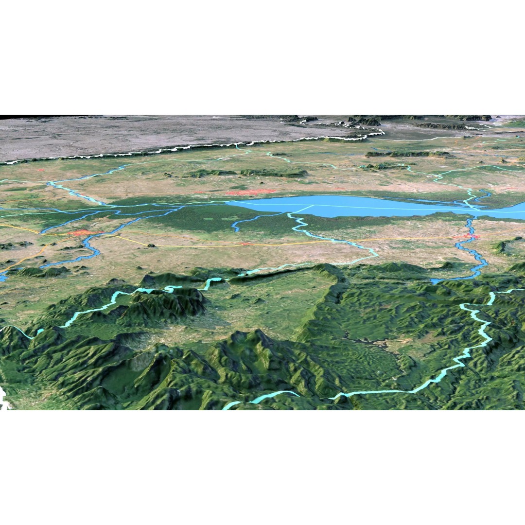 Cambodia Map 3D Model – Realistic Satellite Terrain with DEM, FBX, OBJ - View 9