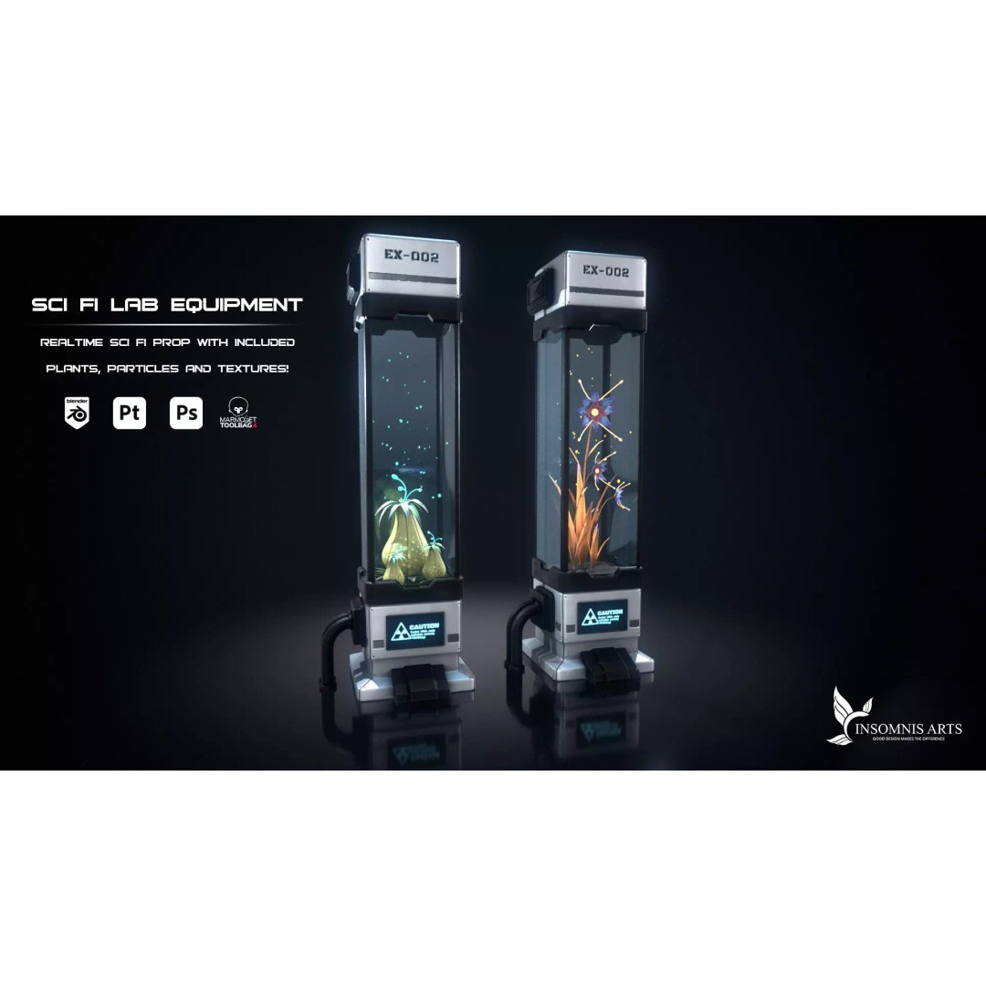 Sci-Fi Laboratory Equipment 3D Model – PBR Textured, Blender Scene - View 2