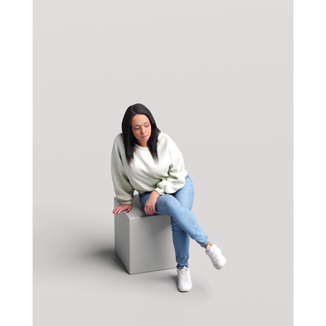 Humano Sitting Woman 3D Model – Realistic Female Character, PBR Textures - View 10