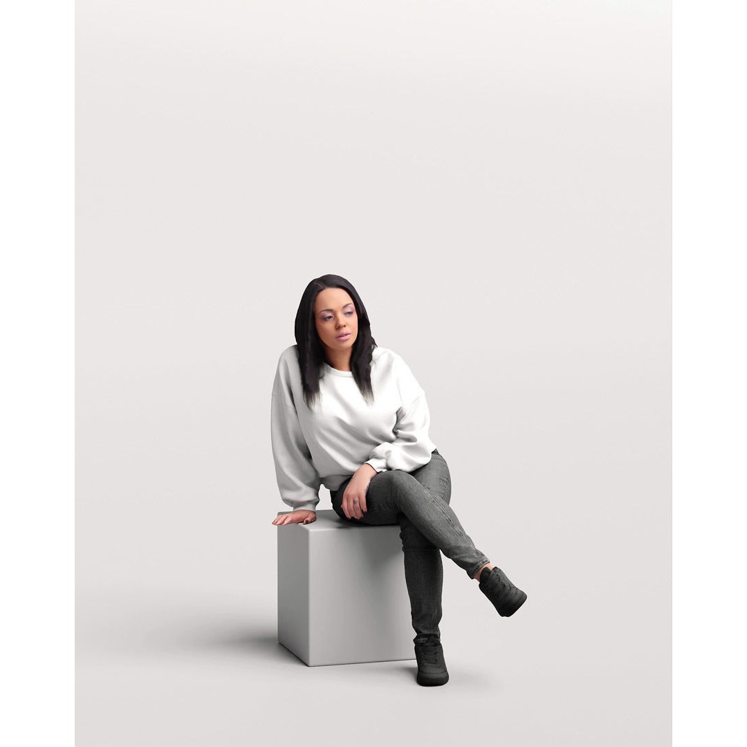 Humano Sitting Woman 3D Model – Realistic Female Character, PBR Textures - View 12