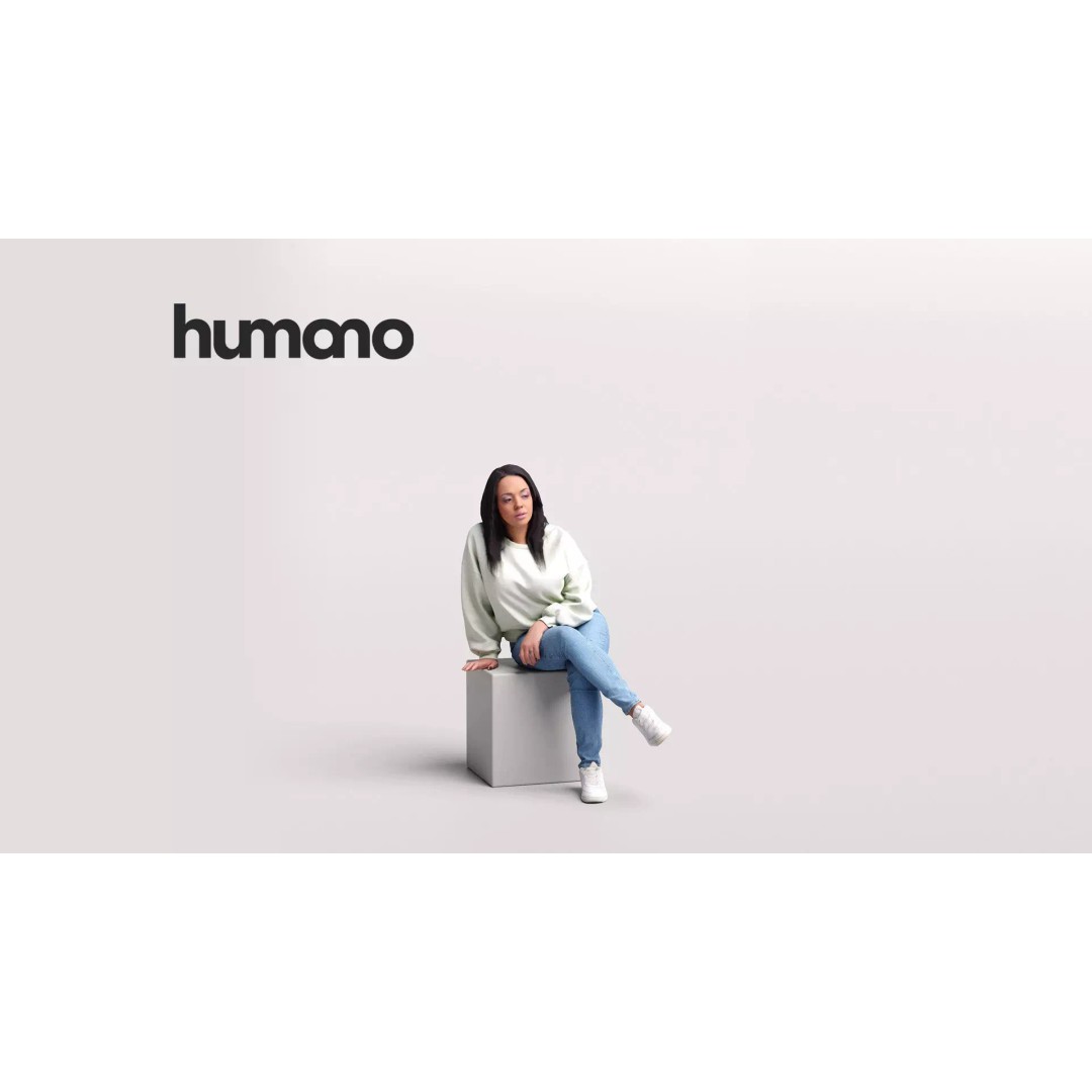 Humano Sitting Woman 3D Model – Realistic Female Character, PBR Textures - View 2