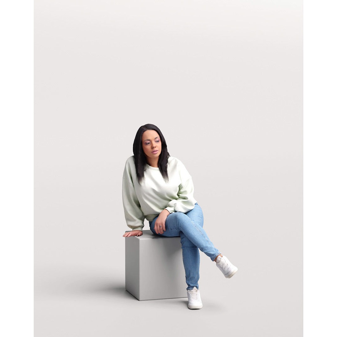 Humano Sitting Woman 3D Model – Realistic Female Character, PBR Textures - View 3