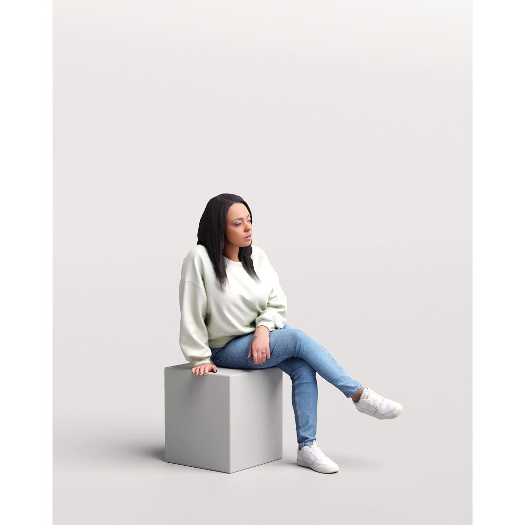 Humano Sitting Woman 3D Model – Realistic Female Character, PBR Textures - View 4