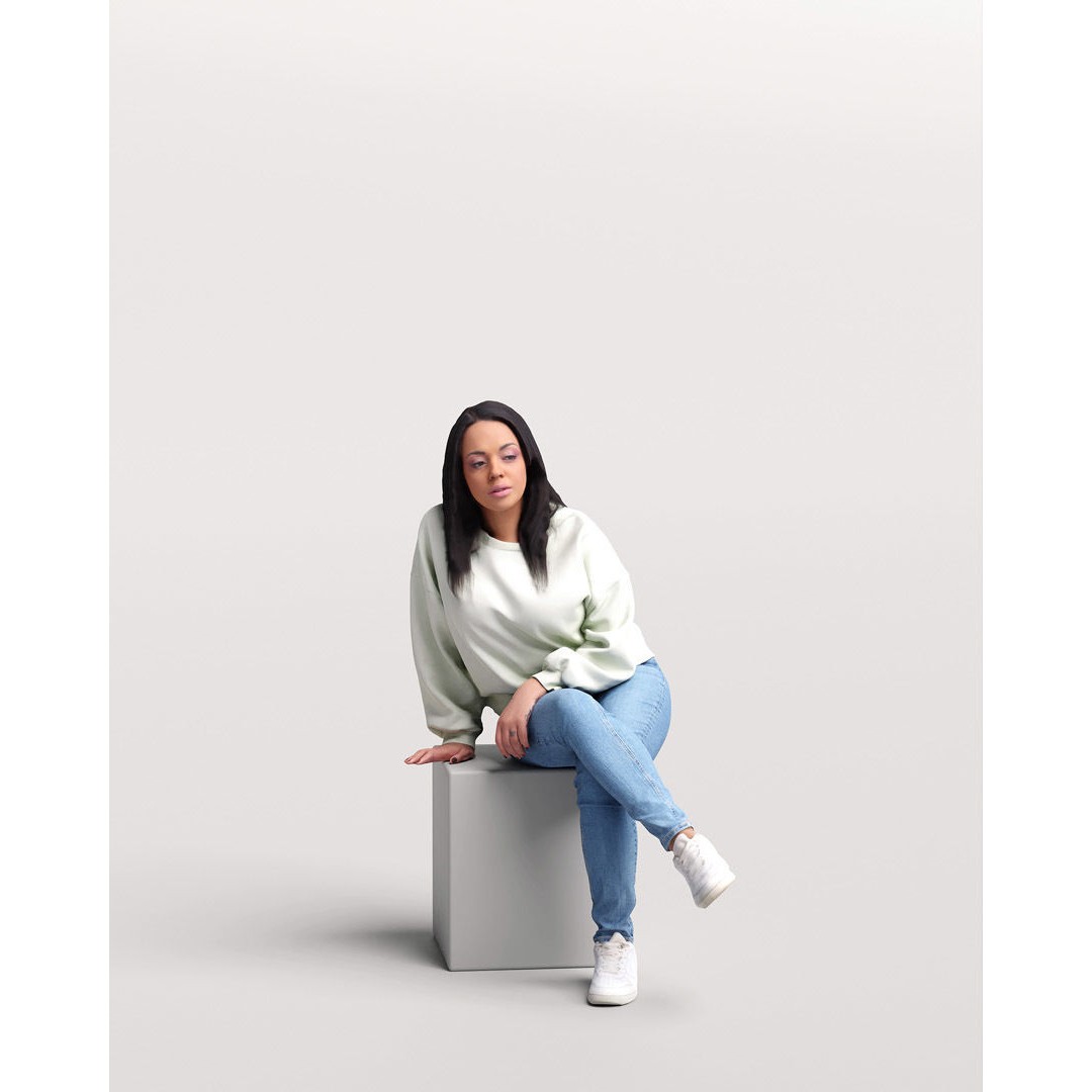 Humano Sitting Woman 3D Model – Realistic Female Character, PBR Textures - View 5