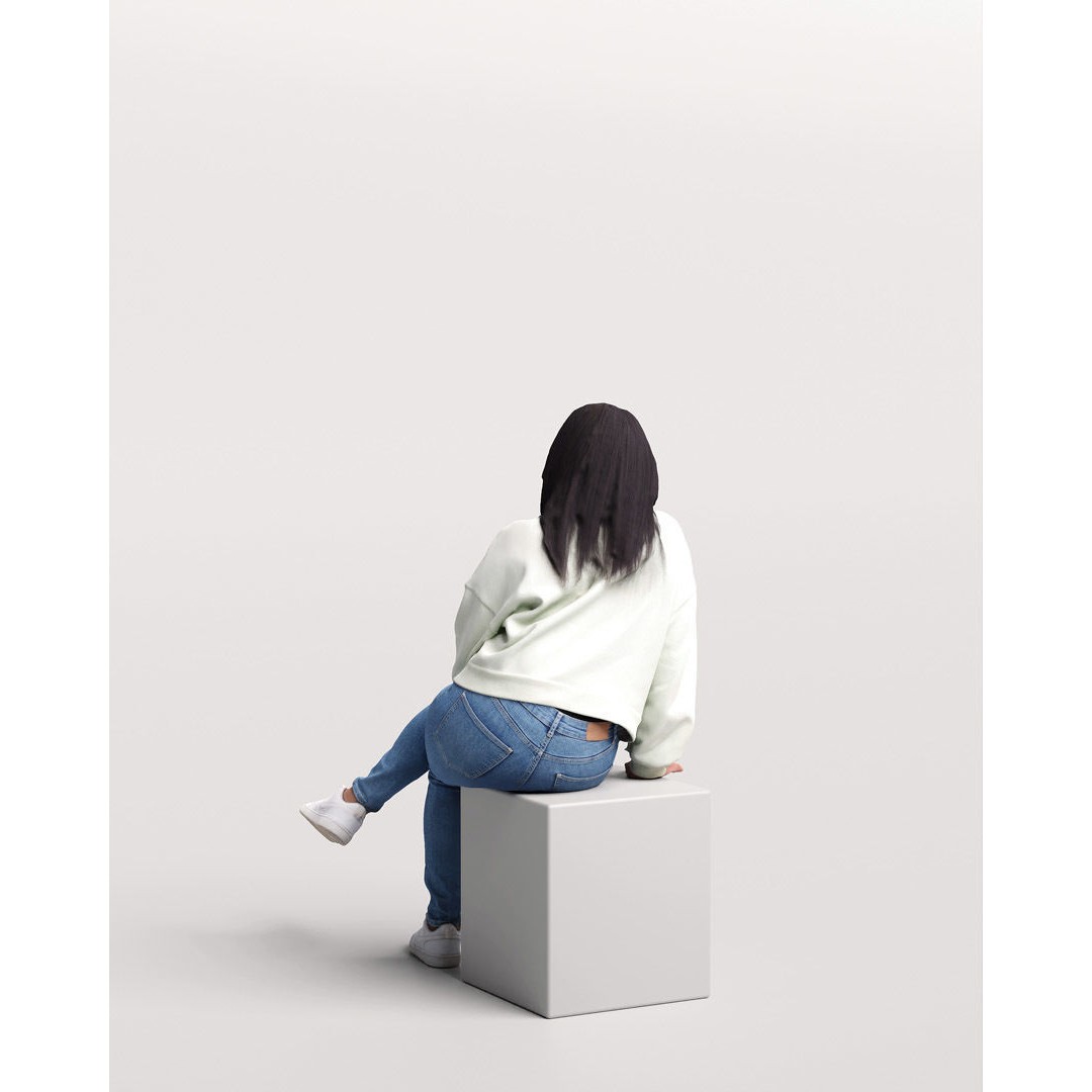 Humano Sitting Woman 3D Model – Realistic Female Character, PBR Textures - View 6