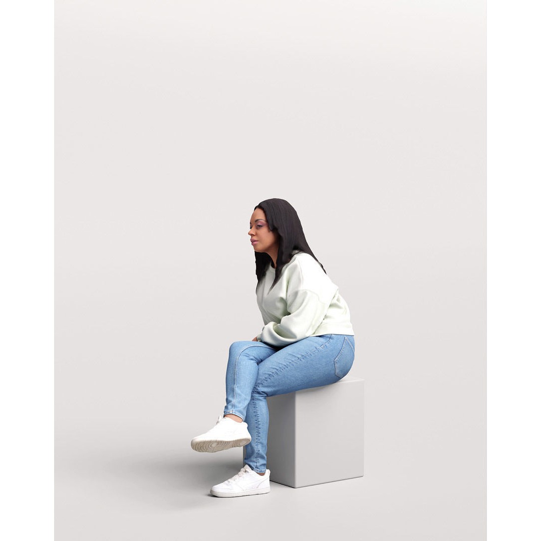 Humano Sitting Woman 3D Model – Realistic Female Character, PBR Textures - View 7