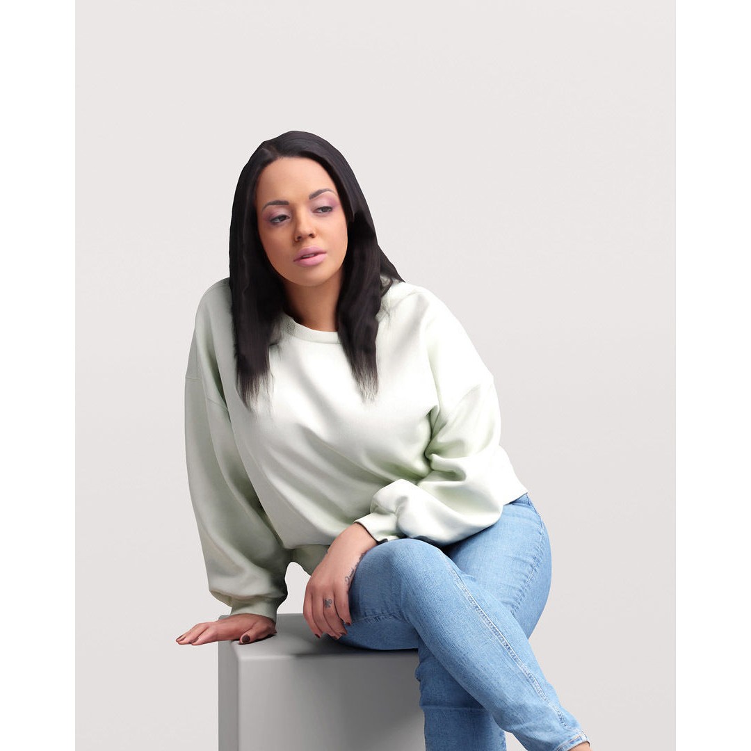 Humano Sitting Woman 3D Model – Realistic Female Character, PBR Textures - View 8