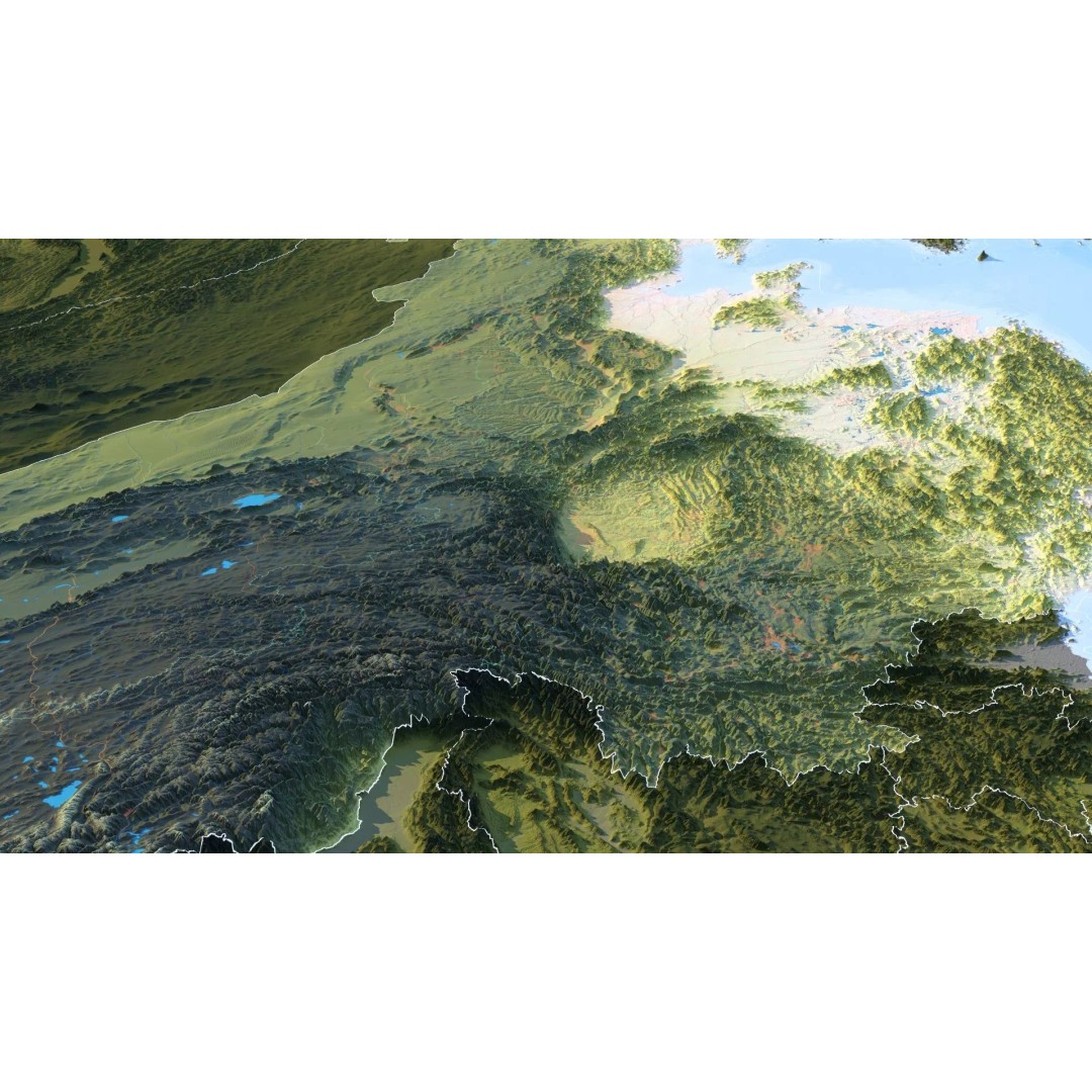 China Map 3D Model – Realistic Satellite Terrain, FBX, OBJ, MAX - View 15