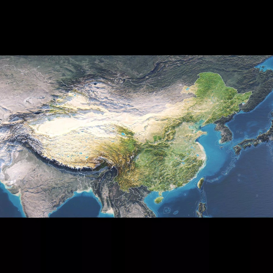 China Map 3D Model – Realistic Satellite Terrain, FBX, OBJ, MAX - View 3