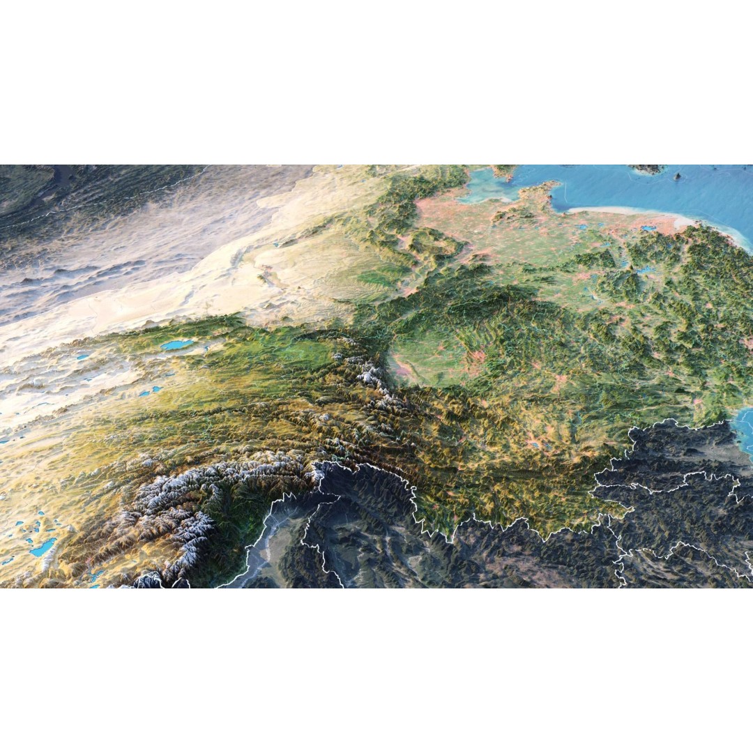 China Map 3D Model – Realistic Satellite Terrain, FBX, OBJ, MAX - View 5