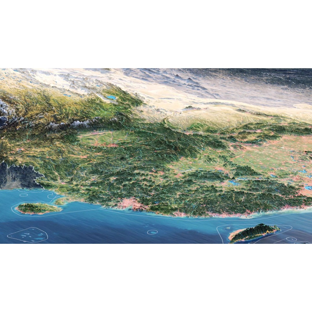 China Map 3D Model – Realistic Satellite Terrain, FBX, OBJ, MAX - View 6