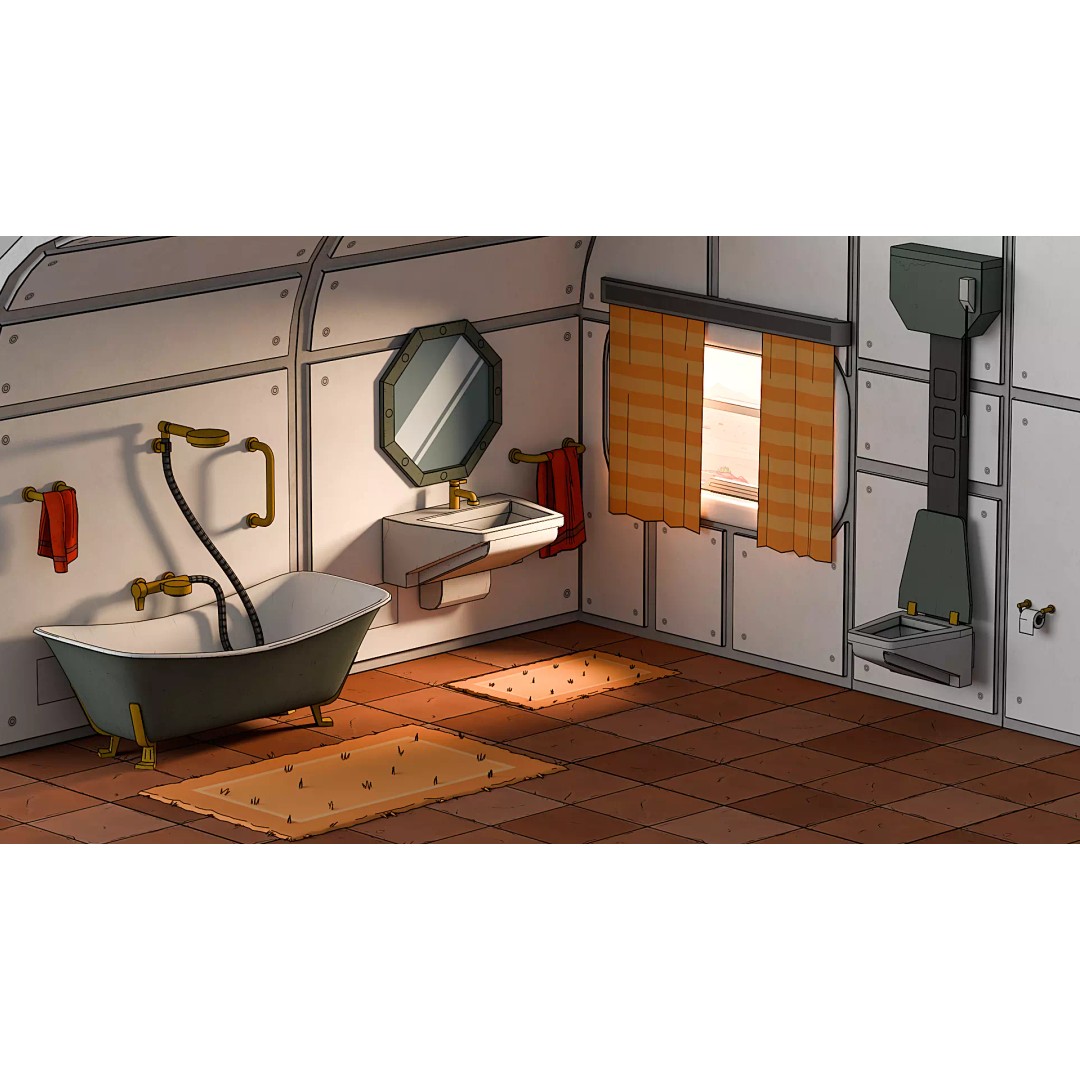 Cartoon Bathroom 3D Model – Low Poly Sci-Fi Interior Asset, FBX - View 2