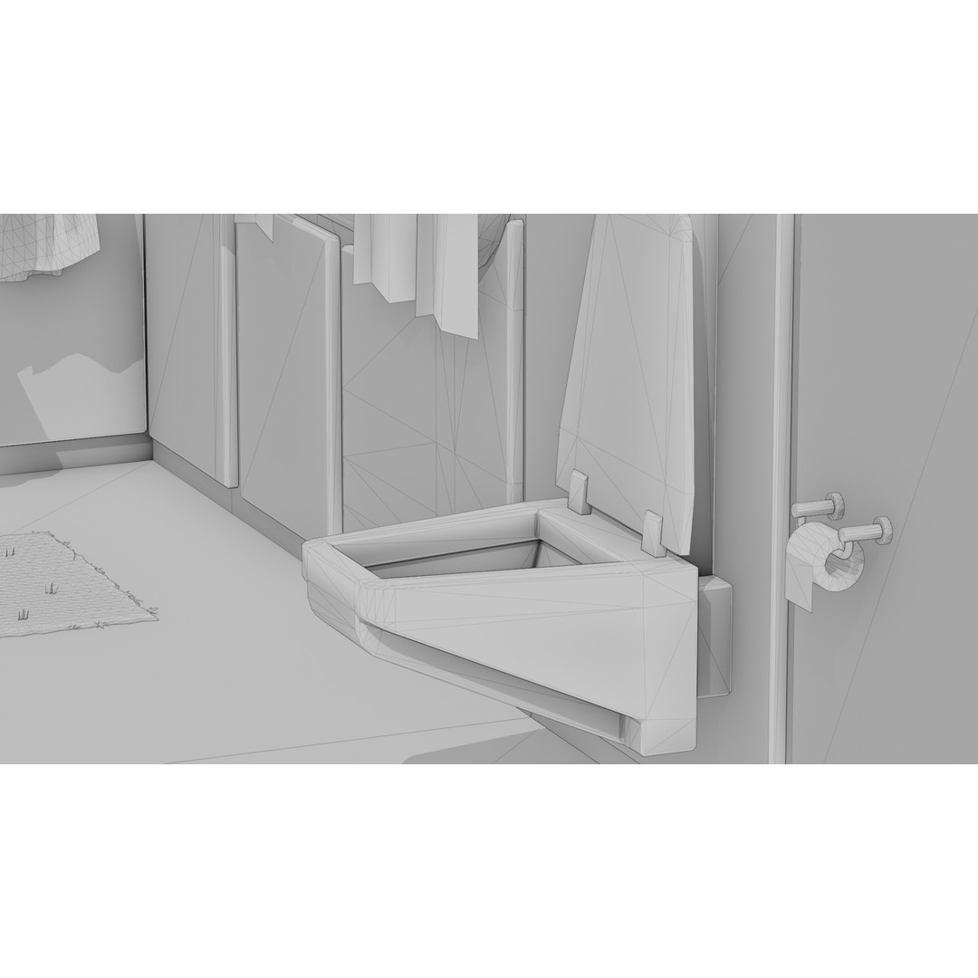 Cartoon Bathroom 3D Model – Low Poly Sci-Fi Interior Asset, FBX - View 7