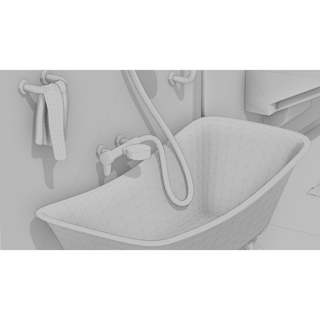 Cartoon Bathroom 3D Model – Low Poly Sci-Fi Interior Asset, FBX - View 9