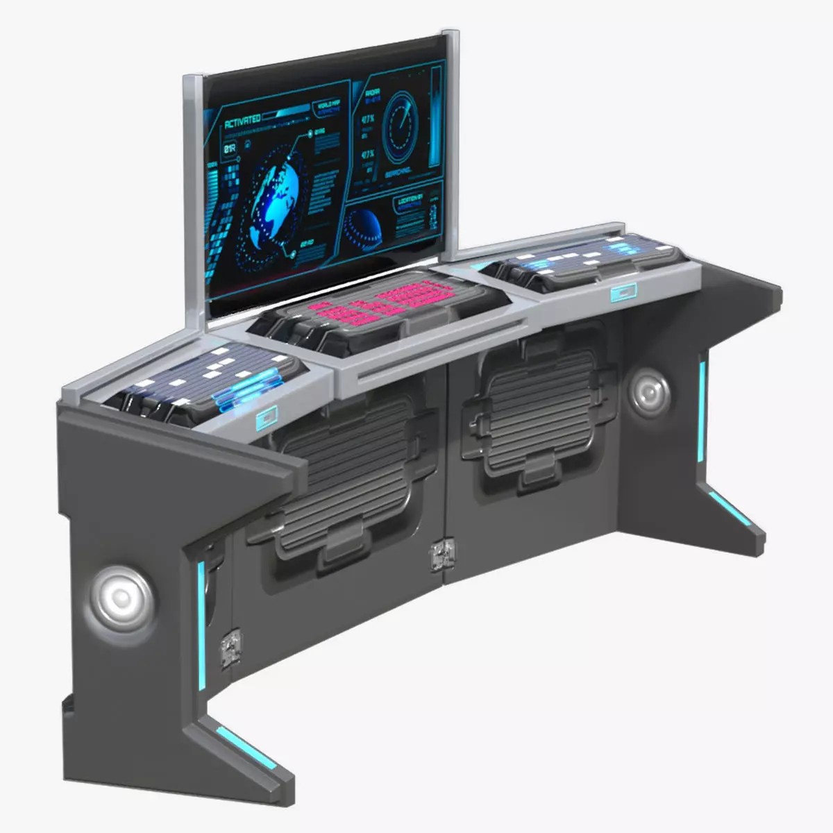 Sci-fi Desk - Low-Poly Game-Ready 3D Model - View 2