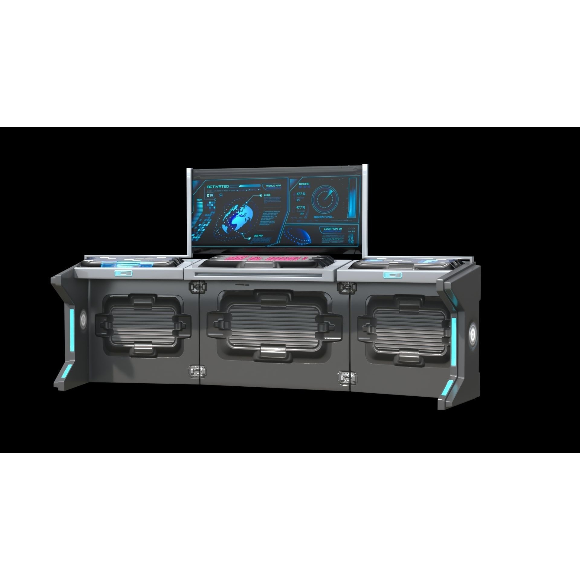 Sci-fi Desk - Low-Poly Game-Ready 3D Model - View 3