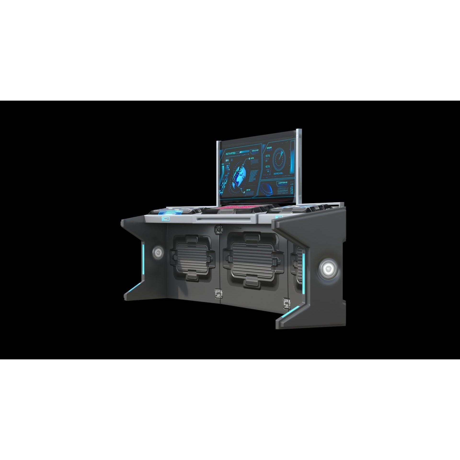 Sci-fi Desk - Low-Poly Game-Ready 3D Model - View 4