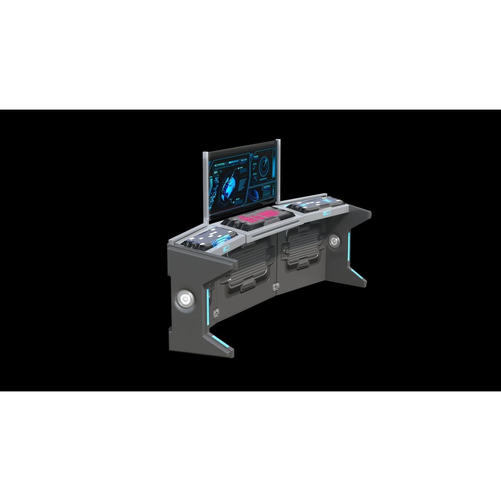 Sci-fi Desk - Low-Poly Game-Ready 3D Model - View 5