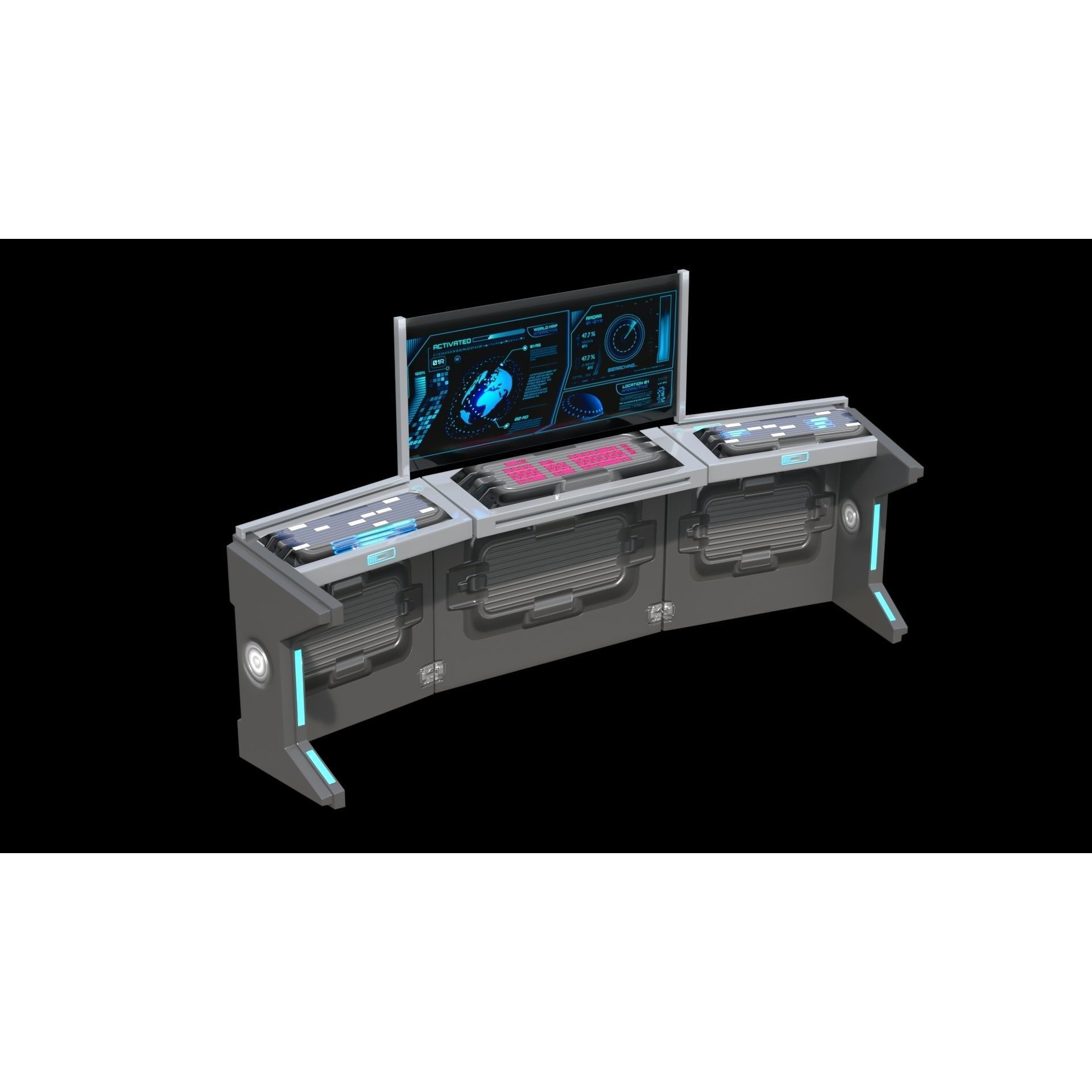 Sci-fi Desk - Low-Poly Game-Ready 3D Model - View 6
