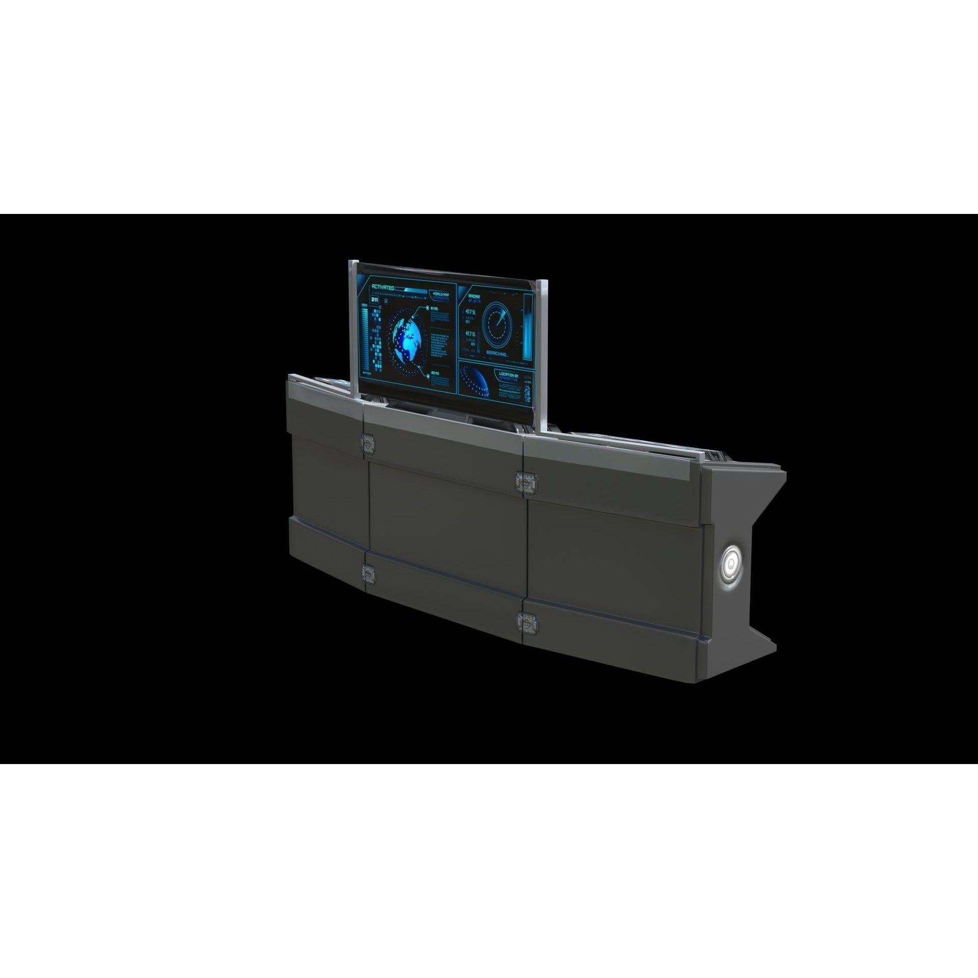 Sci-fi Desk - Low-Poly Game-Ready 3D Model - View 7