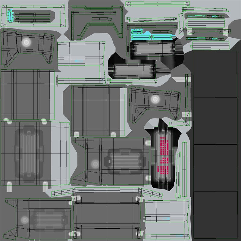 Sci-fi Desk - Low-Poly Game-Ready 3D Model - View 9