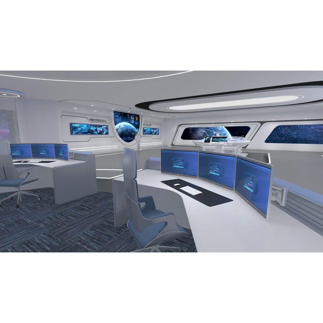 Futuristic Exhibition Hall 3D Model – High Poly Architectural Asset, FBX - View 3