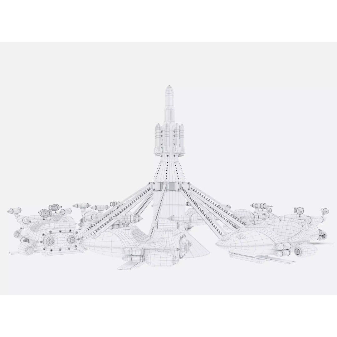 Rocket Carousel 3D Model – Game-Ready PBR Asset, FBX & OBJ Formats