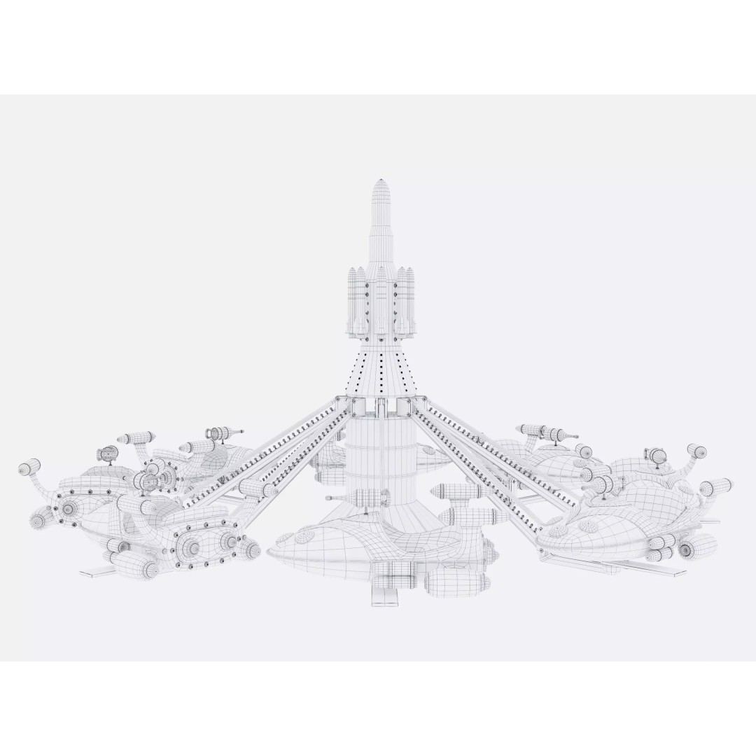 Rocket Carousel 3D Model – Game-Ready PBR Asset, FBX & OBJ Formats - View 10