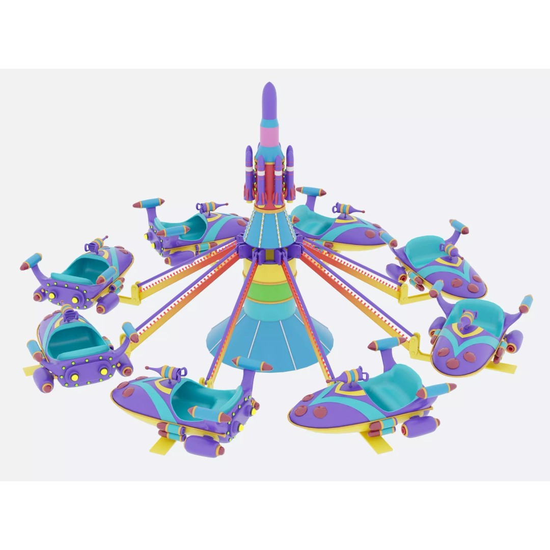 Rocket Carousel 3D Model – Game-Ready PBR Asset, FBX & OBJ Formats - View 2