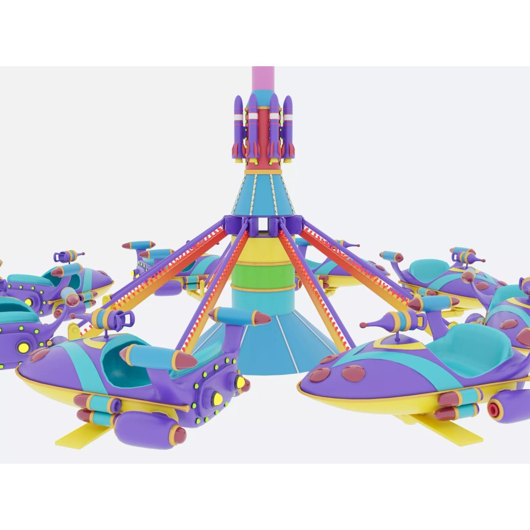 Rocket Carousel 3D Model – Game-Ready PBR Asset, FBX & OBJ Formats - View 3