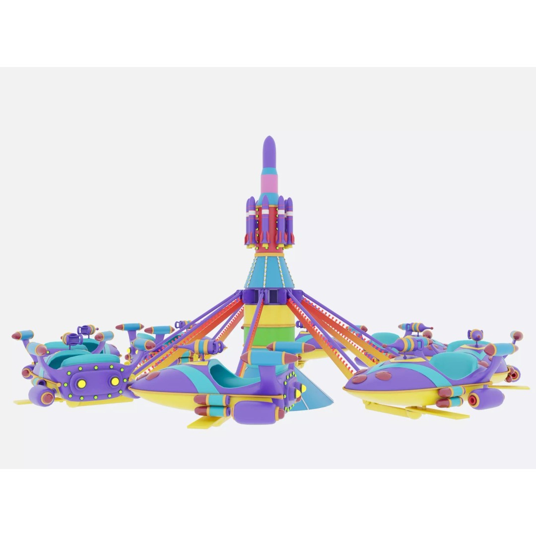 Rocket Carousel 3D Model – Game-Ready PBR Asset, FBX & OBJ Formats - View 5