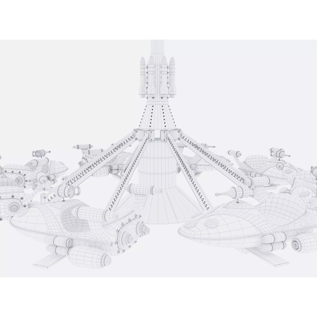 Rocket Carousel 3D Model – Game-Ready PBR Asset, FBX & OBJ Formats - View 9